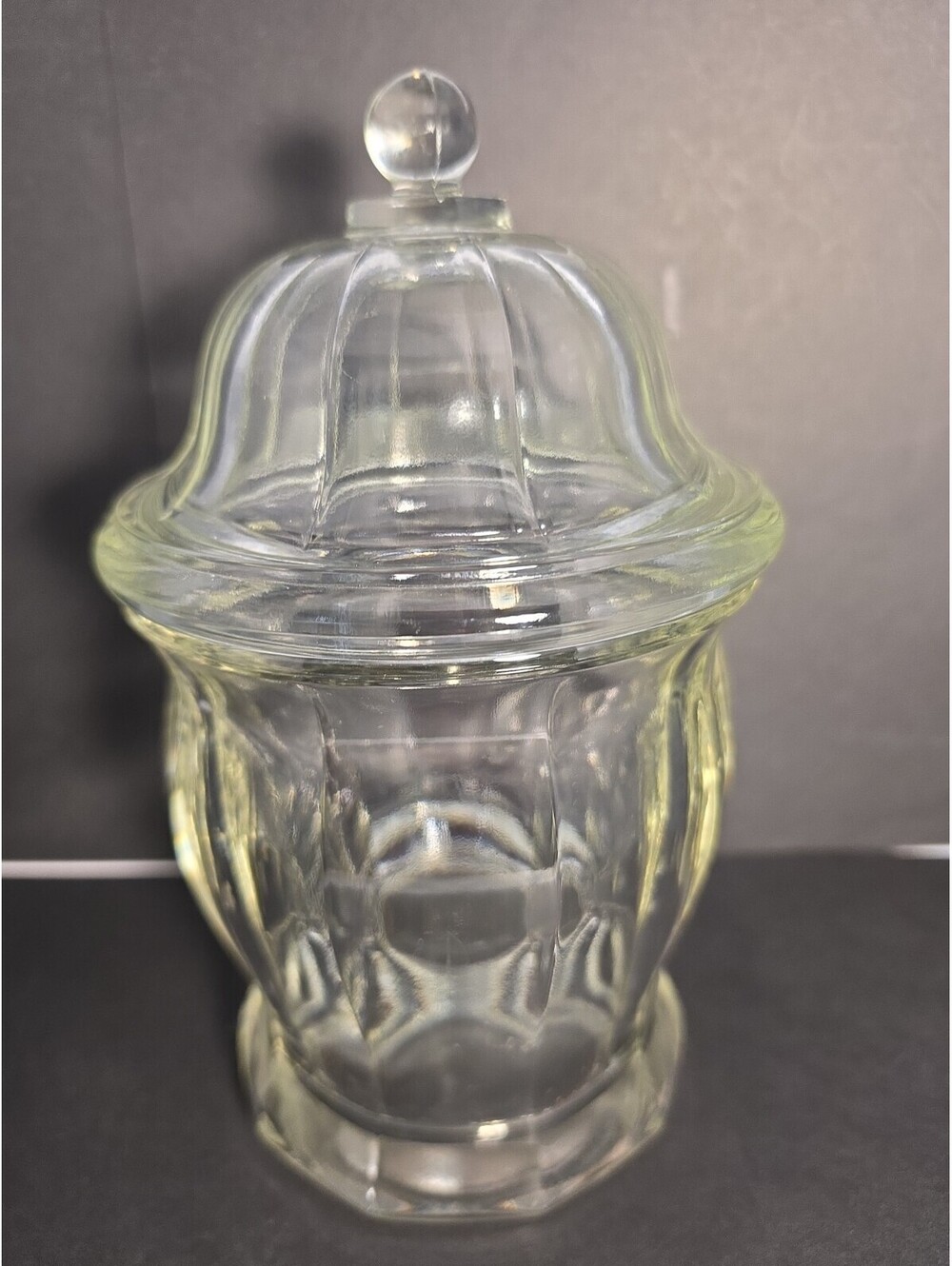 Indiana Glass Clear Paneled Heavy 4.6lbs.  Apothecary Jar & Lid